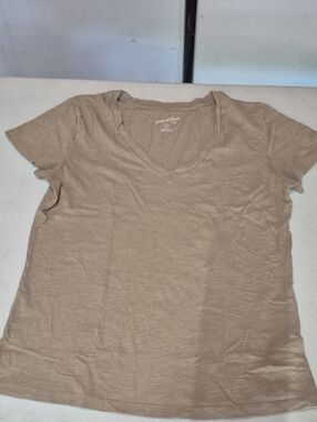 Universal Thread Women's Short Sleeve V-Neck Tee in Tan